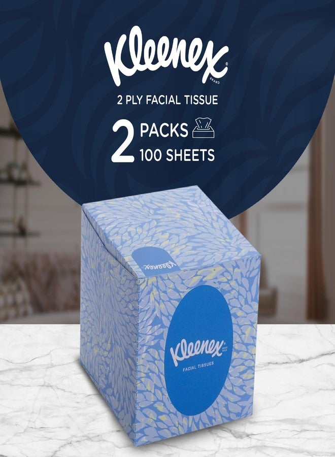 Kleenex® 2 ply Facial Tissue Cube Box, 50 Pulls, Pack of 2 (Total 100 Sheets) (60039) - Image 1