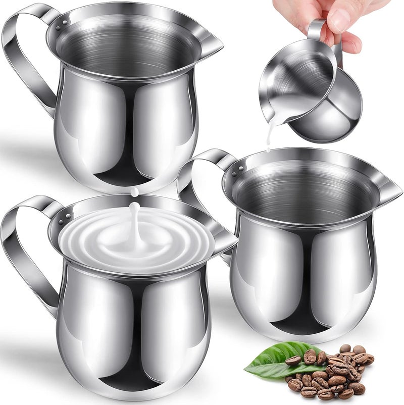 Potchen 24 Pack Stainless Steel Bell Creamers 3 Ounce Creamer Pitcher Mini Coffee Milk Pitchers with Handle and Pouring Spout Cups for Serving Espresso, Tea, Milk, Maple Syrup, Sauce - Image 2
