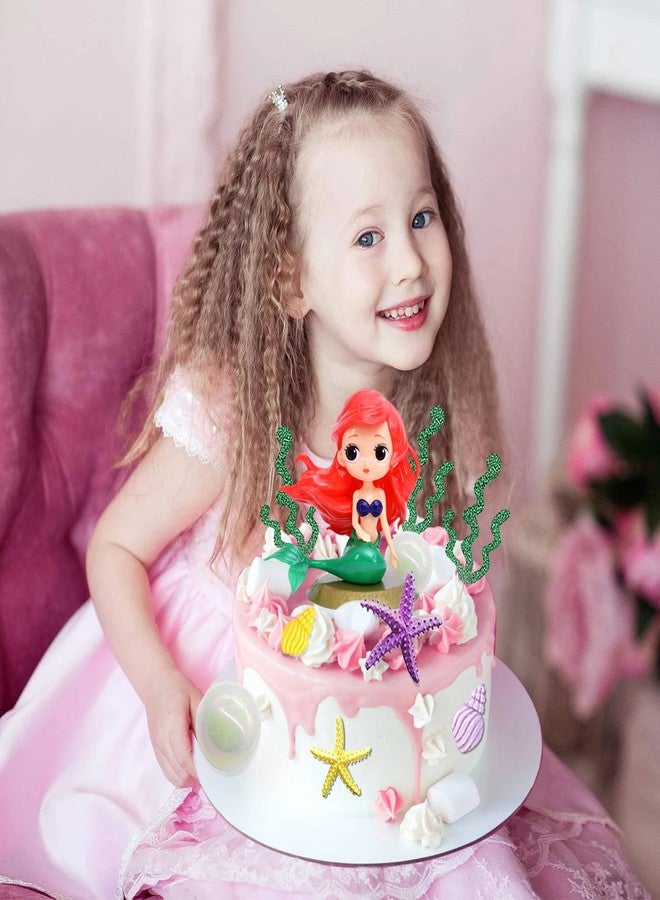 MEMOVAN Mermaid Cake Topper Under the Sea Cake Toppers with Bubble Balls Seashell Cake Cupcake Topper Mini Mermaid Figurines Cake Decoration for Mermaids Theme Princess Underwater Party-16pcs - Image 5