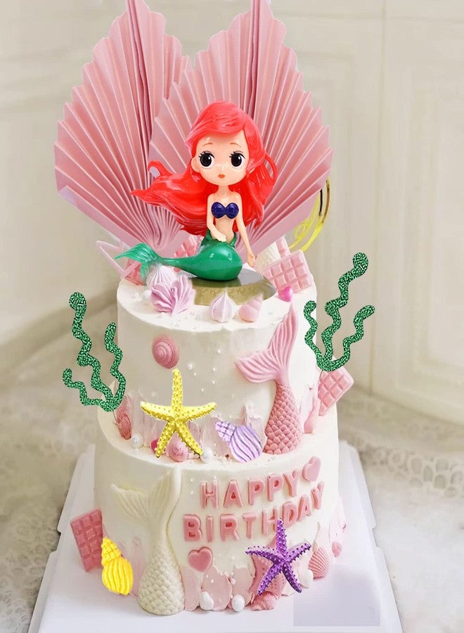 MEMOVAN Mermaid Cake Topper Under the Sea Cake Toppers with Bubble Balls Seashell Cake Cupcake Topper Mini Mermaid Figurines Cake Decoration for Mermaids Theme Princess Underwater Party-16pcs - Image 4