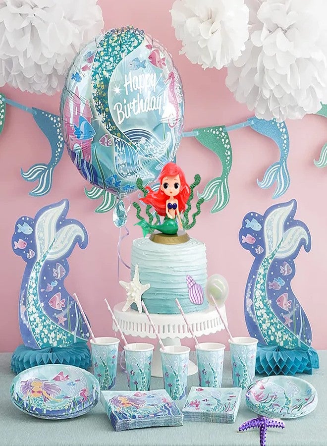 MEMOVAN Mermaid Cake Topper Under the Sea Cake Toppers with Bubble Balls Seashell Cake Cupcake Topper Mini Mermaid Figurines Cake Decoration for Mermaids Theme Princess Underwater Party-16pcs - Image 3