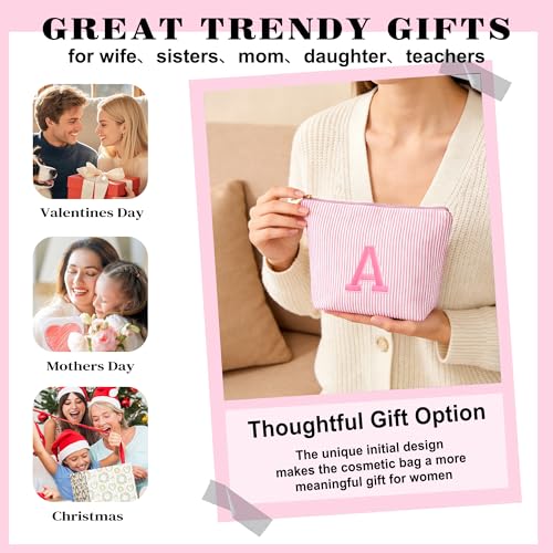 Fohufo Christmas Gifts 2025 for Girls - Stocking Stuffers for Teen Girls, Girl Birthday Gift, Personalized Initial Travel Makeup Bag Set, Christmas Birthday Gifts for Girl,Light Pink A - Image 5
