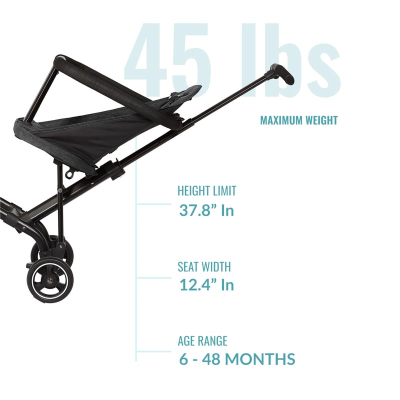 Dream On Me Lightweight and Compact Coast Rider Stroller with One Hand Easy Fold, Adjustable Handles and Soft Ride Wheels, Black - Image 3