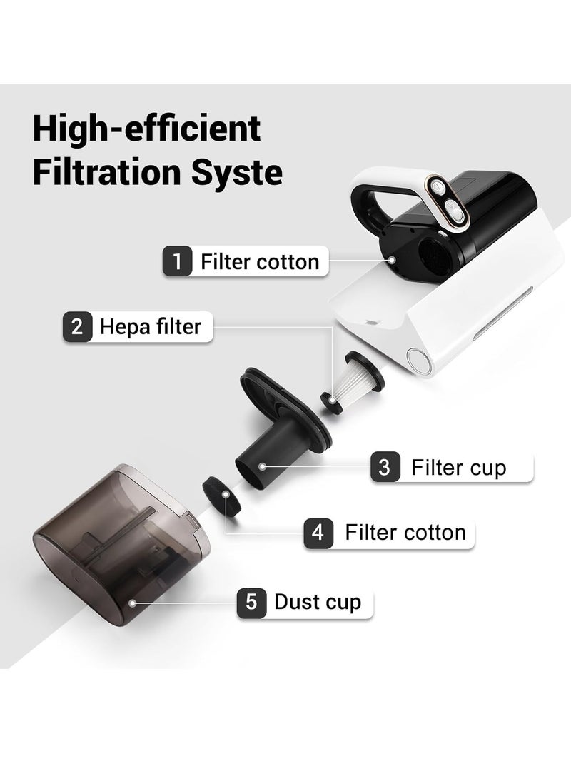 Excefore Bed Vacuum Cleaner, Handheld UV Mattress Cleaner with LED light & High Heating Tech, Powerful Deep Mattress Vacuum, HEPA Filter for Bed, Mattress, Pillow, Couch, Pet Hair and Carpets Cleaning - Image 5