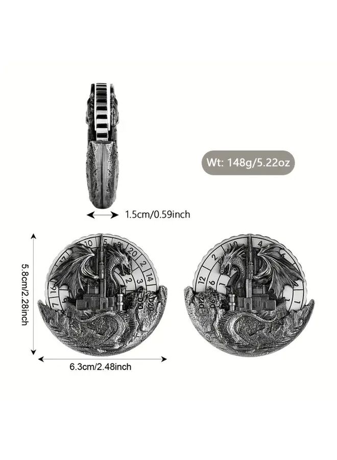Bronze Stainless Steel Dragon Castle D6 Dice Spinner 3.15 Inch RPG Game Accessory For Dnd - Image 1