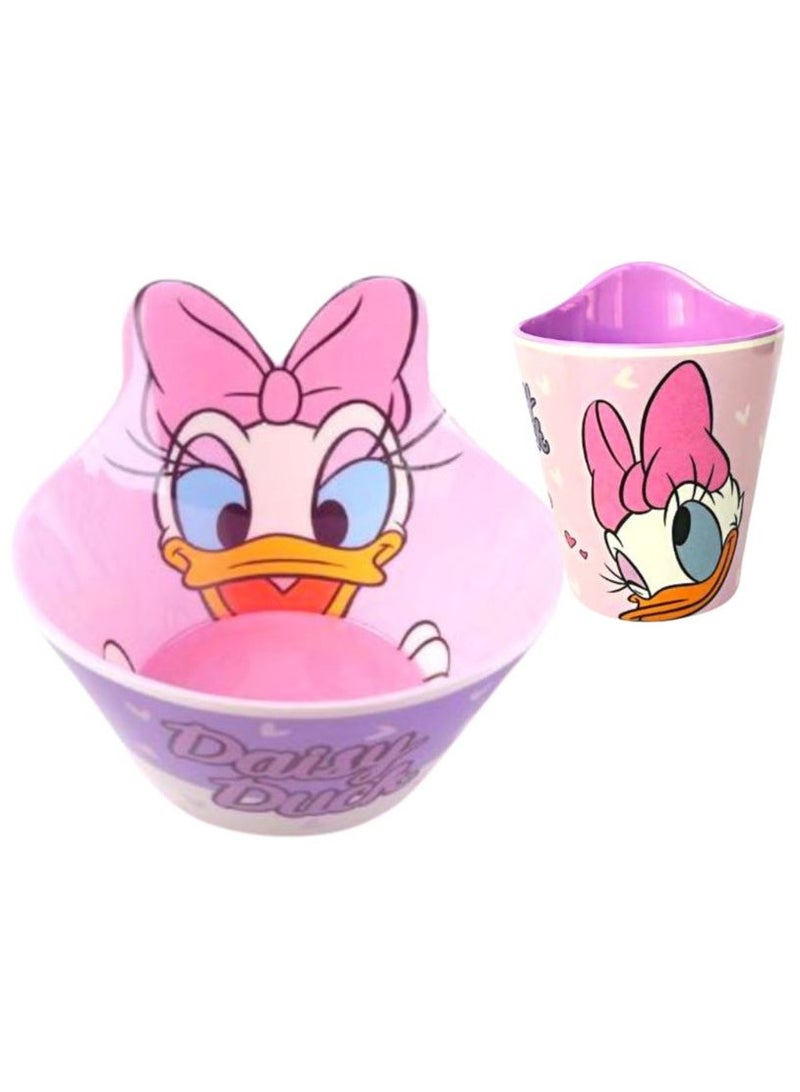 Disney طقم وعاء وكوب مضاد للصدمات من الميلامين للأطفال والرضع بعمر 3 سنوات وما فوق - Image 1