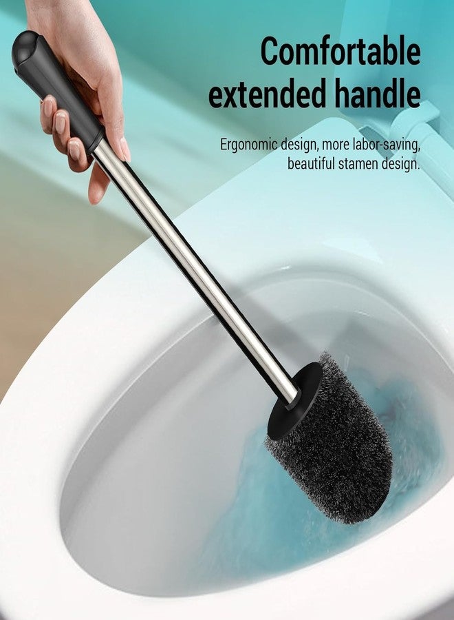 AONEZ Compact Size Toilet Brush & Holder, 2 Pack, Stainless Steel Handle, Space Saving for Storage, Drip-Proof, Easy to Assemble, Black - Image 5