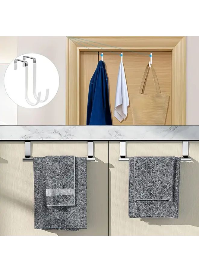 4 Pack Plus 2 Pack Heavy Duty Over Door Hooks With Towel Rack Bar Holder Combo - Image 2