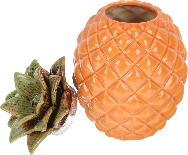 Ceramic Pineapple Tea Canister with Lid, Sealed Loose Tea Storage Jar, Portable Bright Color Kitchen Storage Container for Travel and Office Use - Image 1