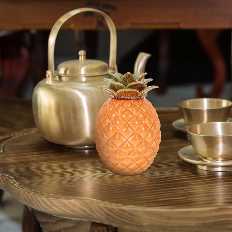 Ceramic Pineapple Tea Canister with Lid, Sealed Loose Tea Storage Jar, Portable Bright Color Kitchen Storage Container for Travel and Office Use - Image 5