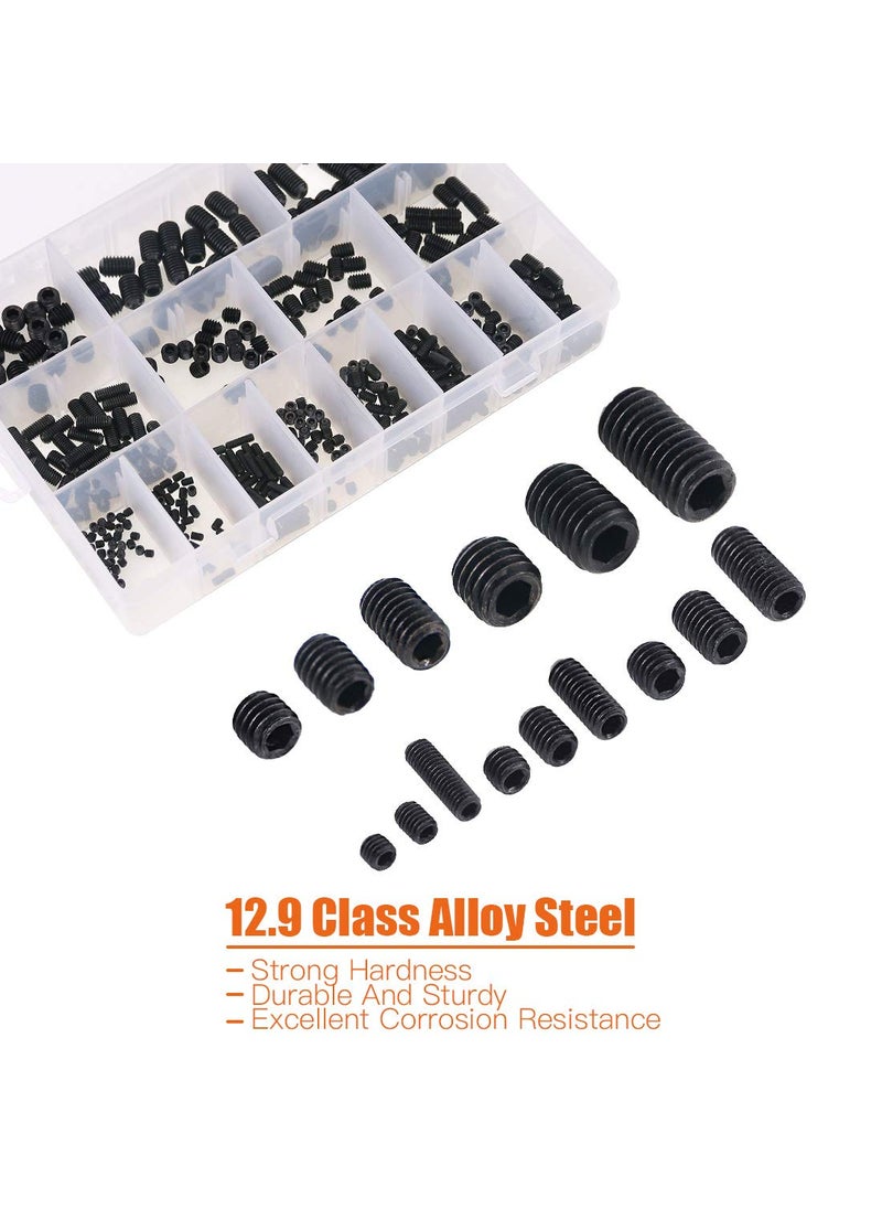 Rustark Rustark 450Pcs M3/M4/M5/M6/M8 Allen Head Socket Hex Grub Screw Set Assortment Kit with Internal Hex Drive - 12.9 Class Black Alloy Steel  - Image 3