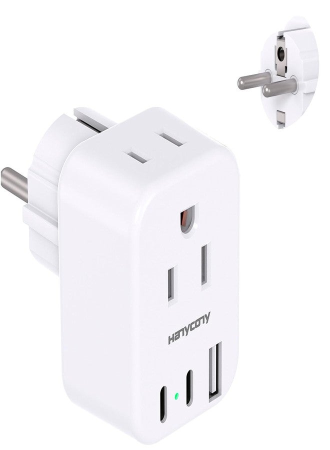 HANYCONY Type E F Plug Adapter, Germany France Travel Plug Adapter with 2 Outlets 3 USB Ports(2 USB C)，Schuko Plug Power Adaptor for US to Europe EU Spain Iceland Korea Greece German French - Image 1