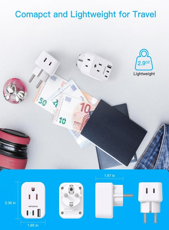 HANYCONY Type E F Plug Adapter, Germany France Travel Plug Adapter with 2 Outlets 3 USB Ports(2 USB C)，Schuko Plug Power Adaptor for US to Europe EU Spain Iceland Korea Greece German French - Image 4