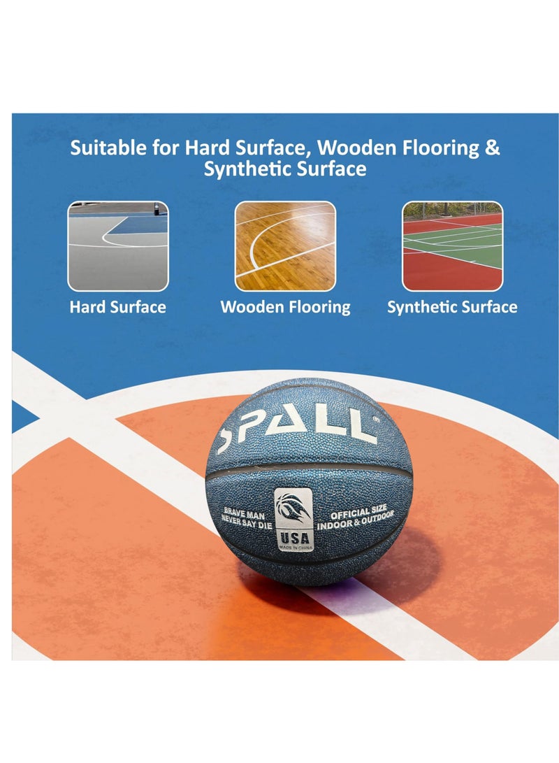 سبال كرة سلة مقاس 7، مقاس رسمي للاستخدام الداخلي/الخارجي، كرة سلة مطاطية بتصميم قناة عميقة، مصنوعة للجنسين والرجال والنساء والشباب والبالغين للتدريب الاحترافي والألعاب - Image 4