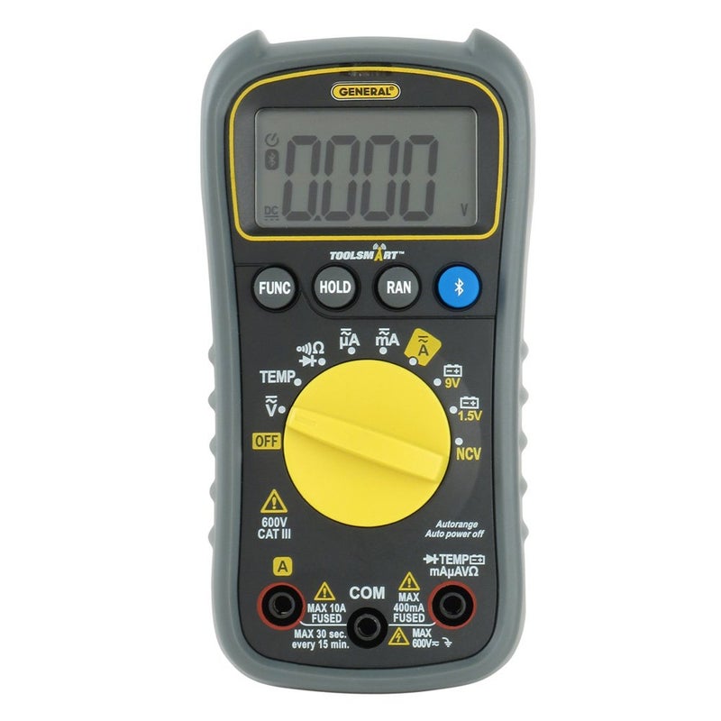 General Tools TS04 ToolSmart Bluetooth Connected Digital Multimeter, Auto-Ranging with NCV Detector, CAT III 600V Safety Rated