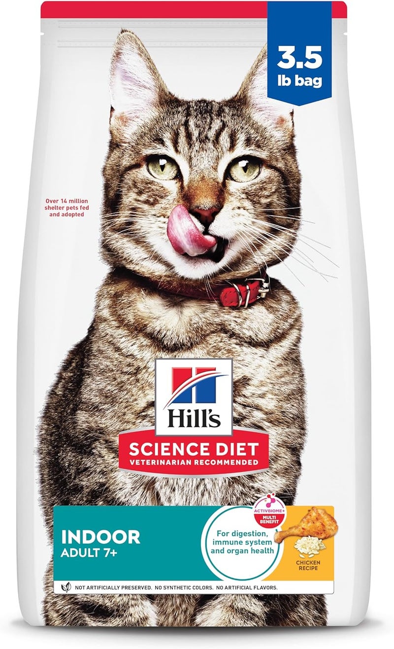 Hills Science Diet Indoor Senior Adult 7 Easy Litter Box Cleanup Dry Cat Food Chicken Recipe 35 lb Bag - Image 1