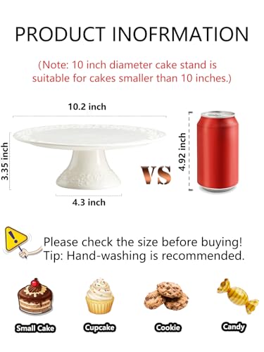 Gomakren Wedding Cake Stand White Cake Stand for Smaller Than 10 Inch Cakes Christmas Porcelain Cake Plate for Party Baby Shower Birthday Home Decorating Stand - Image 3