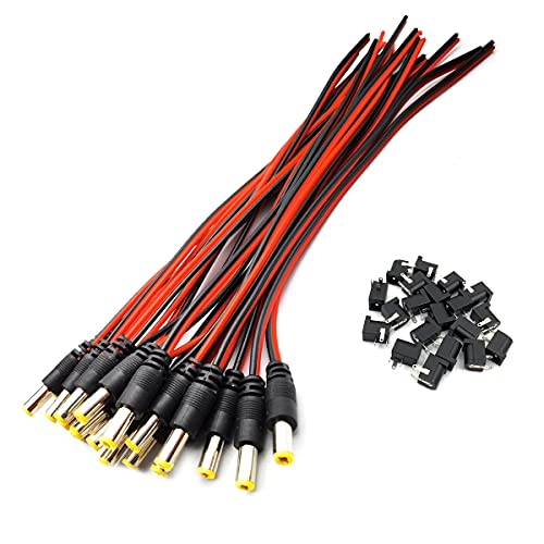 DEVMO 20PCS DC Power Jack Socket Connector 5.5 x 2.1mm DC-005 Black Barrel-Type PCB Mount + 12V DC Power Jack Connector Cable - Image 5