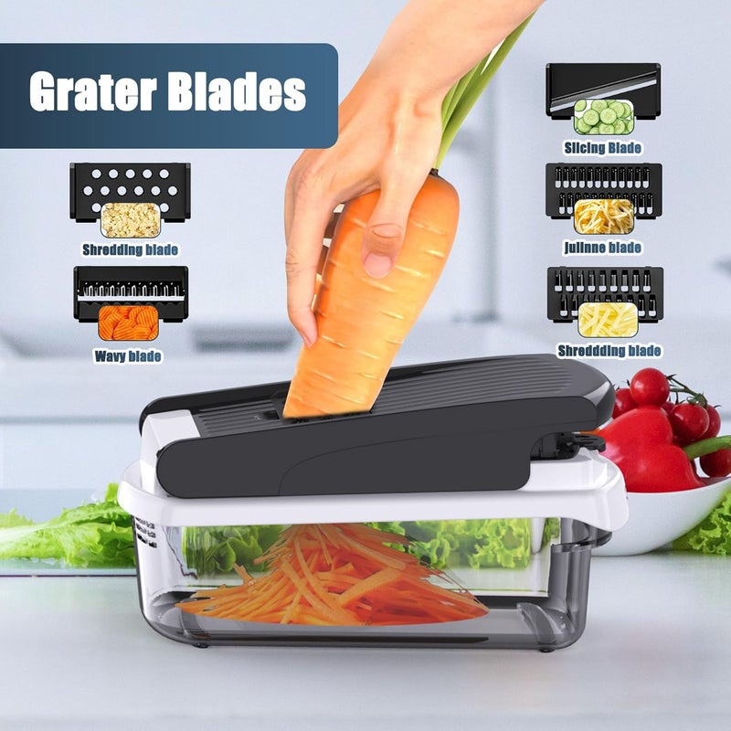 RAINBEAN Vegetable Chopper - Mandoline Slicer, Onion Veggie Food Chopper with Container, Cucumber Potato Slicer, Salad Chopper Tool, 15 in 1 Kitchen Gadgets, Perfect for Cooking House Warming Gifts - Image 4