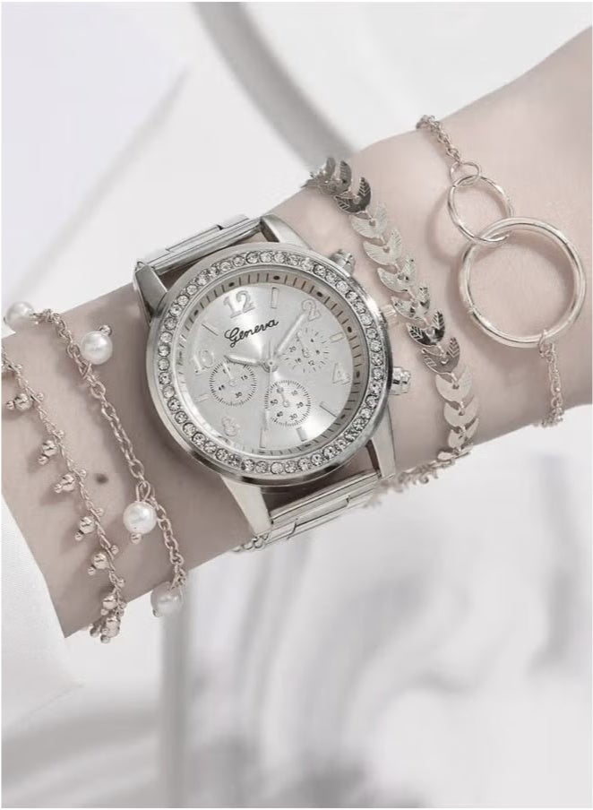 جنيفا طقم ساعات بعقارب من الستانلس ستيل للنساء - Image 2