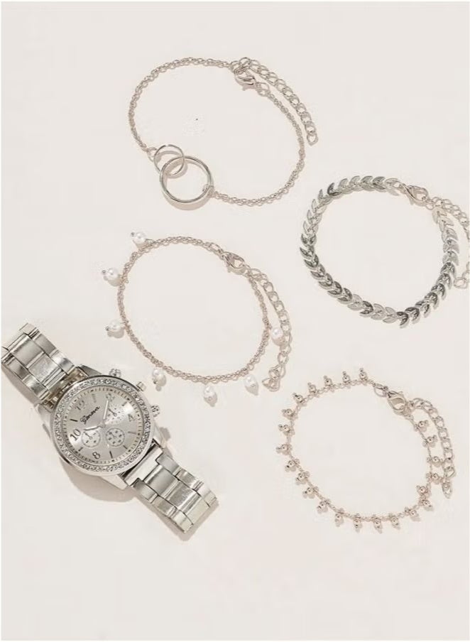 جنيفا طقم ساعات بعقارب من الستانلس ستيل للنساء - Image 3