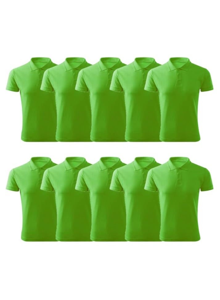 PRINTSHOP4ME Pack Of 10 Pcs Women's Regular-Fit Golf Polo T-shirt Pure Cotton Short Sleeve 220 GSM Basic Colors  - Image 1