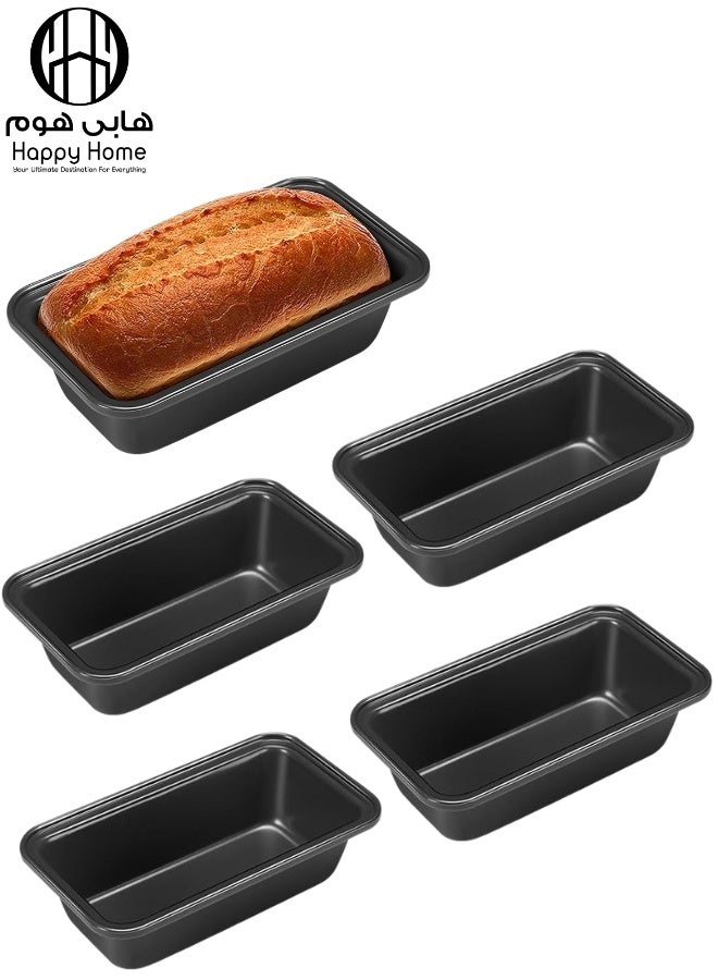 Happy Home Set of 4 Non-Stick Carbon Steel Loaf Pans – Small Rectangular Baking Trays 28×15×6 cm, Heat Resistant Bakeware with Even Heat Distribution, Perfect for Banana Bread, Cakes, Lasagna, Cheesecake, Pastries & Desserts, Durable Anti-Warp Design with Reinforced Edges, Easy Clean Kitchen Baking Pans for Daily Use, Family Gatherings & Special Occasions - Image 1