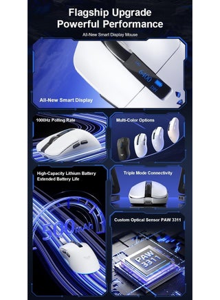 SC590 PRO Wireless Gaming Mouse 2.4G + Bluetooth + Wired | 81g Lightweight Esports Mouse with 3311 Sensor Chip, RGB Lighting, Ergonomic Design, Ultra-Fast Response for PC & Laptop - view 5