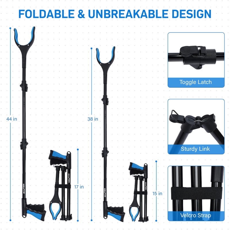 GrabRunner 38 Inch & 44 Inch Extra Long Grabber Reacher Tool Set â€“ Extendable Reacher Grabber Pickup Tools for Seniors, Disabled and Hard-to-Reach Areas, Ergonomic Grip & Lightweight Designï¼ˆBlueï¼‰ - Image 2