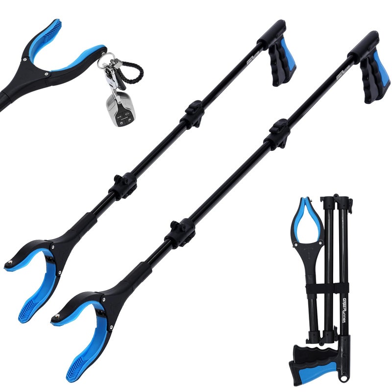 GrabRunner 38 Inch & 44 Inch Extra Long Grabber Reacher Tool Set â€“ Extendable Reacher Grabber Pickup Tools for Seniors, Disabled and Hard-to-Reach Areas, Ergonomic Grip & Lightweight Designï¼ˆBlueï¼‰ - Image 1