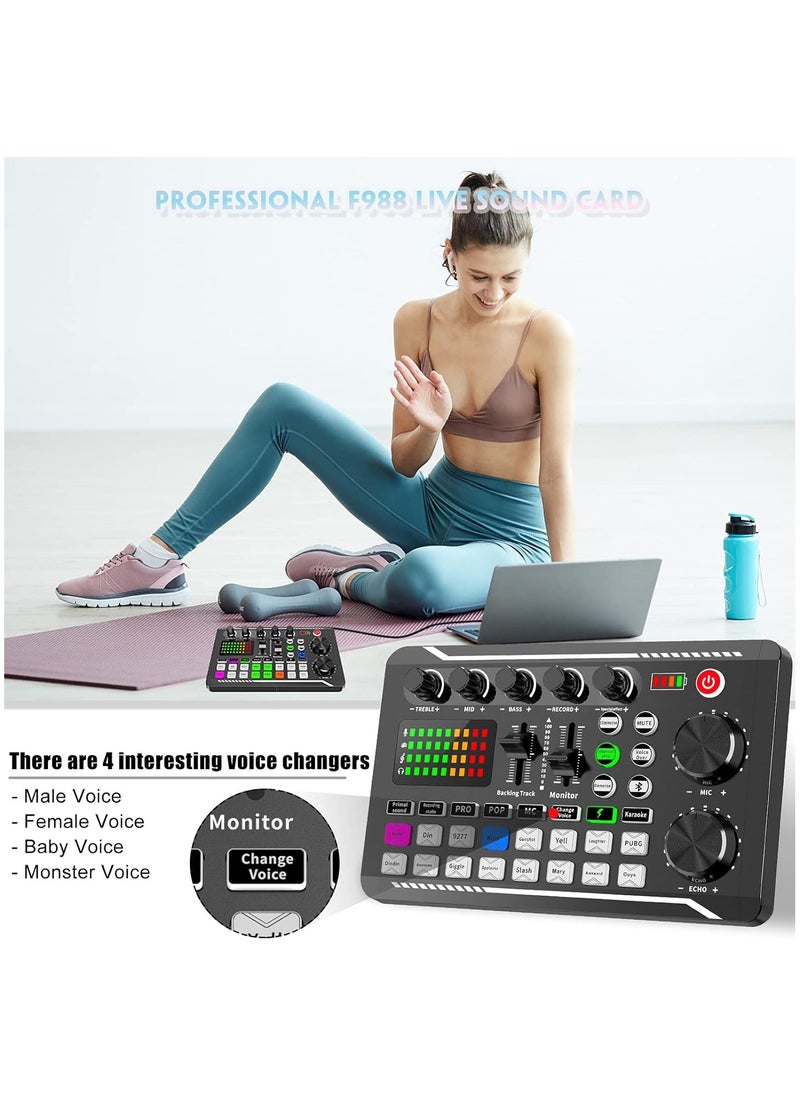 Professional Audio Mixer, Live Sound Card and Audio Interface with DJ Mixer Effects and Voice Changer,Podcast Production Studio Equipment, Prefect for Streaming/Podcasting/Gaming