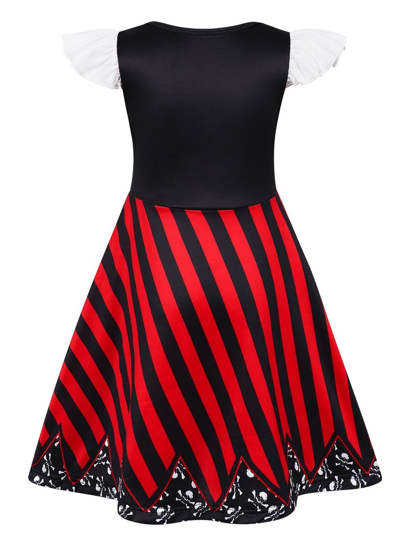 Jurebecia Girls Nightdress Nightgowns Flutter Sleeves Night Gown Sleepwear Pajamas Nightie Dress for Kids Girls 5t Red Black - Image 3