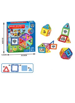 28 Pcs 3D paw patrol Theme Magnetic Tiles Building Block Set