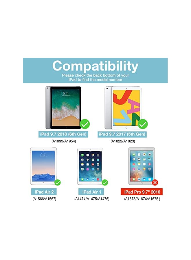 Procases iPad 9.7 Inch Case iPad 6th 5th Generation Cases, iPad Air 2, iPad Air Case, Slim Soft TPU Cover Stand Smart Case for iPad 9.7 2018 2017 Model iPad Air 2 Air 1 -Navy - Image 3