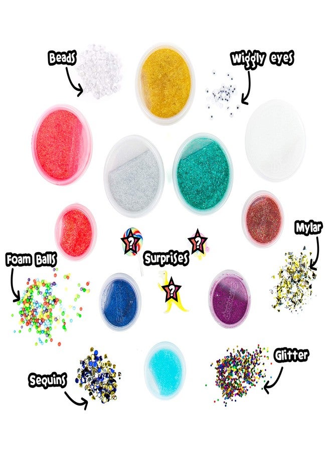 Slimygloop Mix'Ems by Horizon Group USA-Mix & Create 10 Different Gooey, Putty, Slime with Pompoms, Sequins, Confetti & 3 Mystery Collectibles, Multicolor, One Size - Image 2