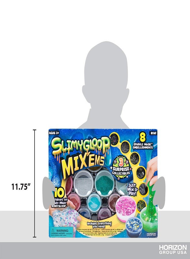 Slimygloop Mix'Ems by Horizon Group USA-Mix & Create 10 Different Gooey, Putty, Slime with Pompoms, Sequins, Confetti & 3 Mystery Collectibles, Multicolor, One Size - Image 4