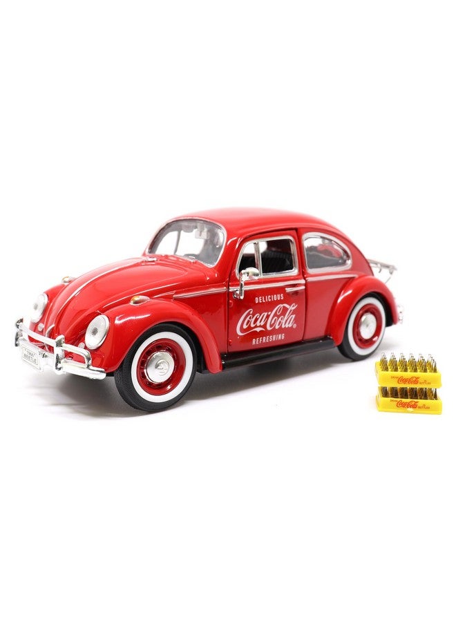 Coca-Cola 1/24 1967 Volkswagen Beetle With Rear Decklid Rack & 2 Bottle Cases