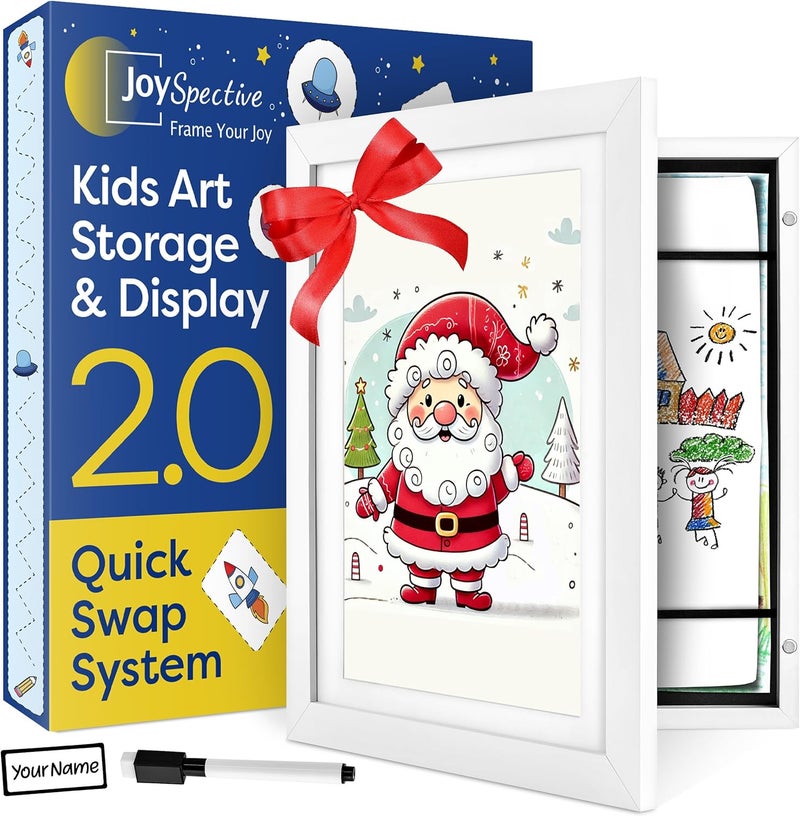 JOYSPECTIVE ® Kids Artwork Frames Changeable | No-Drill Frame for Kids Drawings Display & Storage Crafts | Holds 130+ Children Art Projects | Easy & Quick-Swap Changeable Display Frame for Kids Artwork [𝐖𝐡𝐢𝐭𝐞] - Image 1