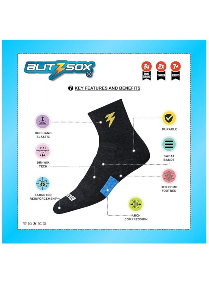 بليتزوكس جوارب رياضية عالية الأداء من BLITZSOX (كرة الريشة والجري وصالة الألعاب الرياضية والتدريب الداخلي)، عبوة من 3 قطع (مقاس المملكة المتحدة 7-11، أبيض) - Image 2