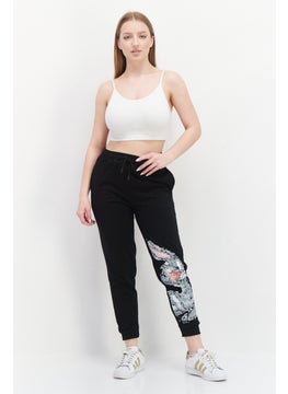 Warner Bros Women Looney Tunes Print Drawstring Jogger Pants, Black  - Image 3