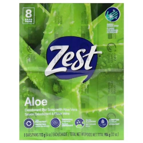 Zest 8Bar Bath Size Soap Fresh Aloe 4 Ounce Pack of 8