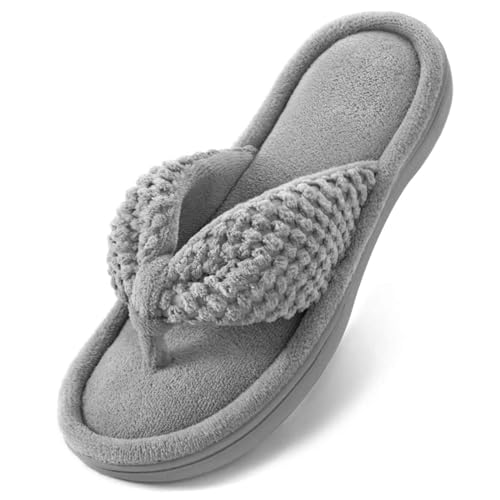 ULTRAIDEAS Women's Popcorn Flip Flop House Slipper with Memory Foam (Grey, Size 7-8) - Image 1