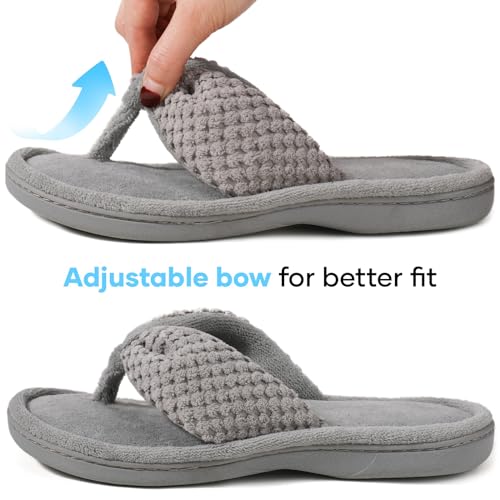 ULTRAIDEAS Women's Popcorn Flip Flop House Slipper with Memory Foam (Grey, Size 7-8) - Image 5