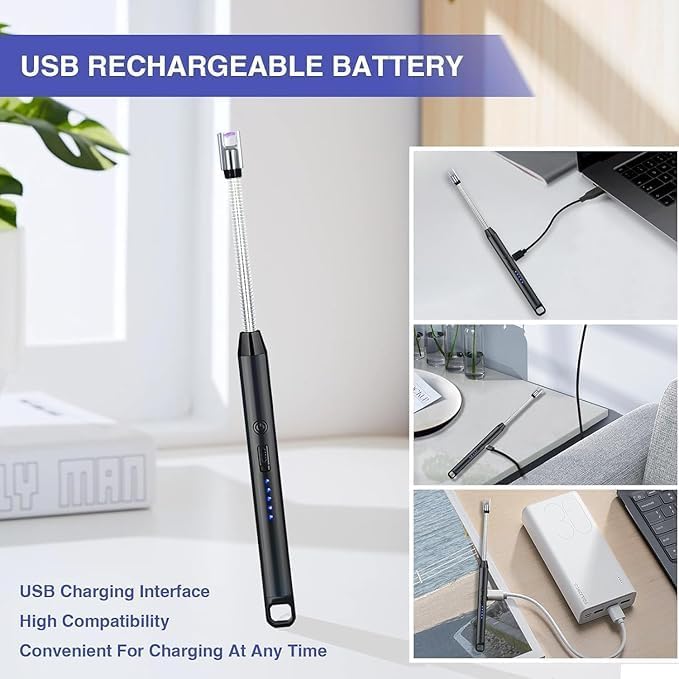 Zepdos Rechargeable Electric Gas Lighter for Kitchen Cooking Gas Stove, 360° Flexible Neck Arc Lighter Plasma Flameless Windproof USB Lighter, BBQ, Camping & Fireworks (Pack of 2) - Image 5