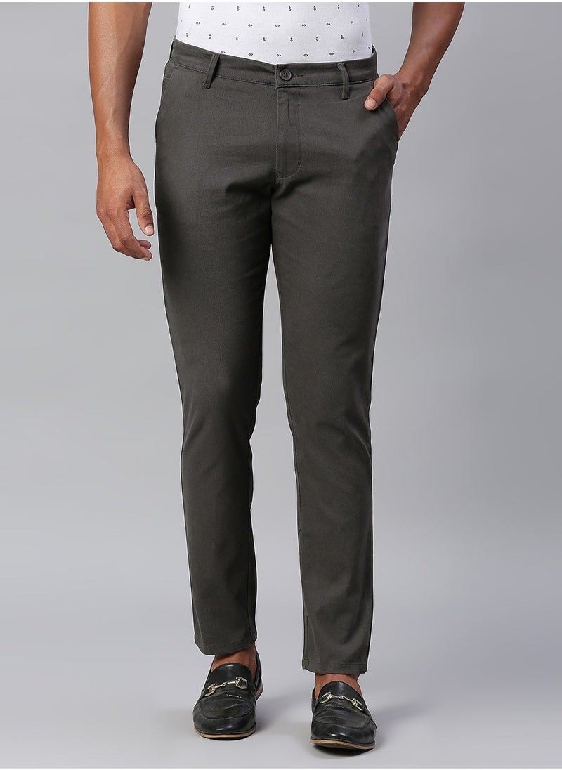 Dennis Lingo Dark Grey Chinos for Men - Tapered Fit, 100% Cotton  - Image 2