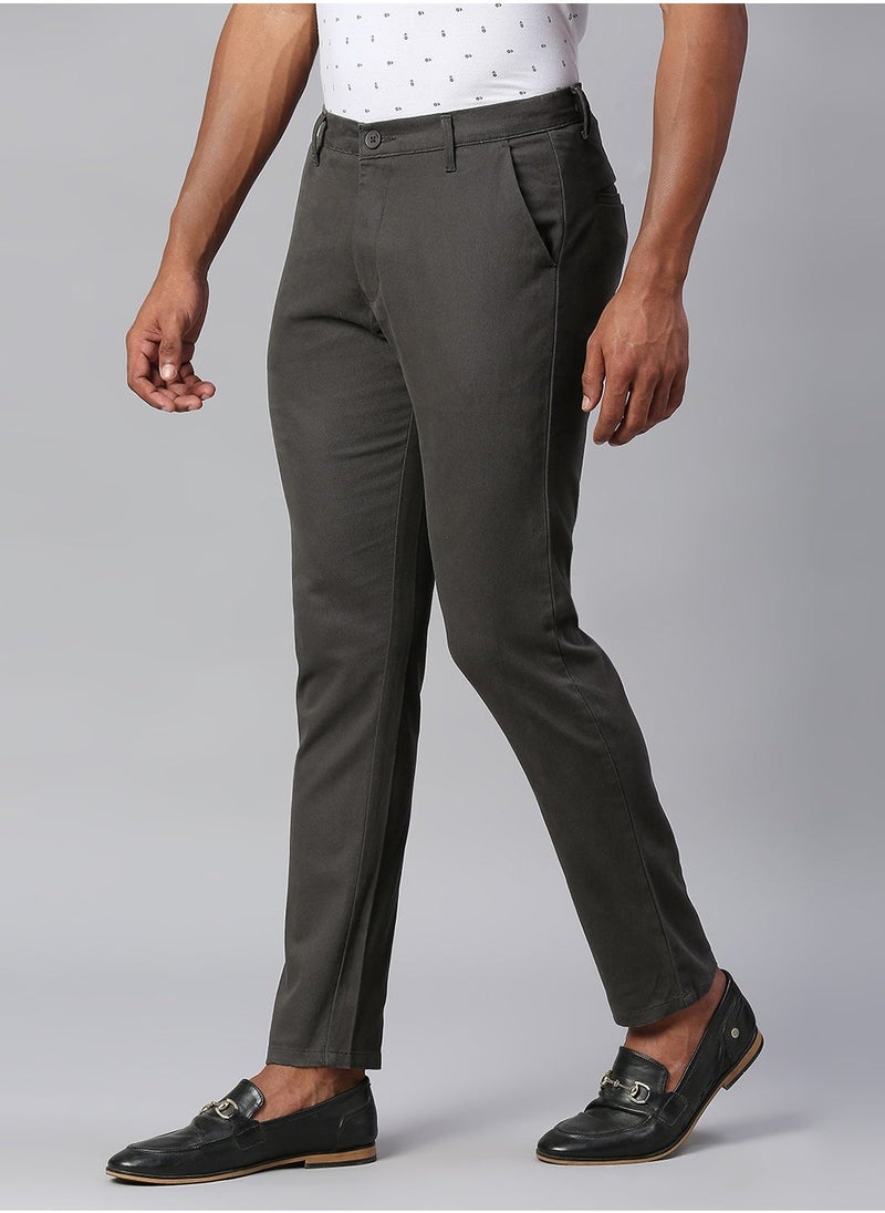 Dennis Lingo Dark Grey Chinos for Men - Tapered Fit, 100% Cotton  - Image 3