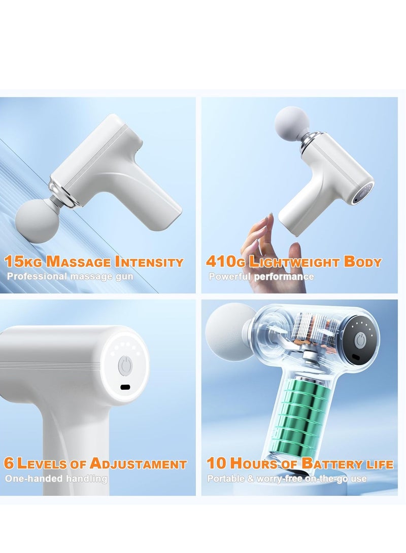 Portable Muscle  Mini Massage Gun for Body Back Neck Shoulder Arms Legs White - Image 5