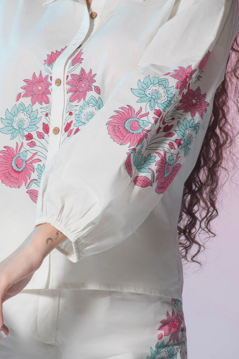 فيرجيو Cotton Jaipur Brunchwear Block Print Long Shirts for Women
