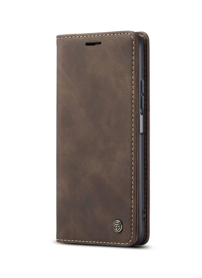 CaseMe Realme C55 Wallet Case Book Folding Flip Folio Case with Magnetic Kickstand Card Slots Protective Cover - Coffee