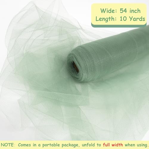 Ableme Deco Tulle Fabric Rolls, 54 Inch by 10 Yards (30 ft) Tulle Ribbon for Wedding Party Decoration Sheer Fabric Spool Bolt, Ceiling Decor, Tutu Skirt, Christmas Gift Wrapping, Soft & Drape (Sage Green) - Image 4